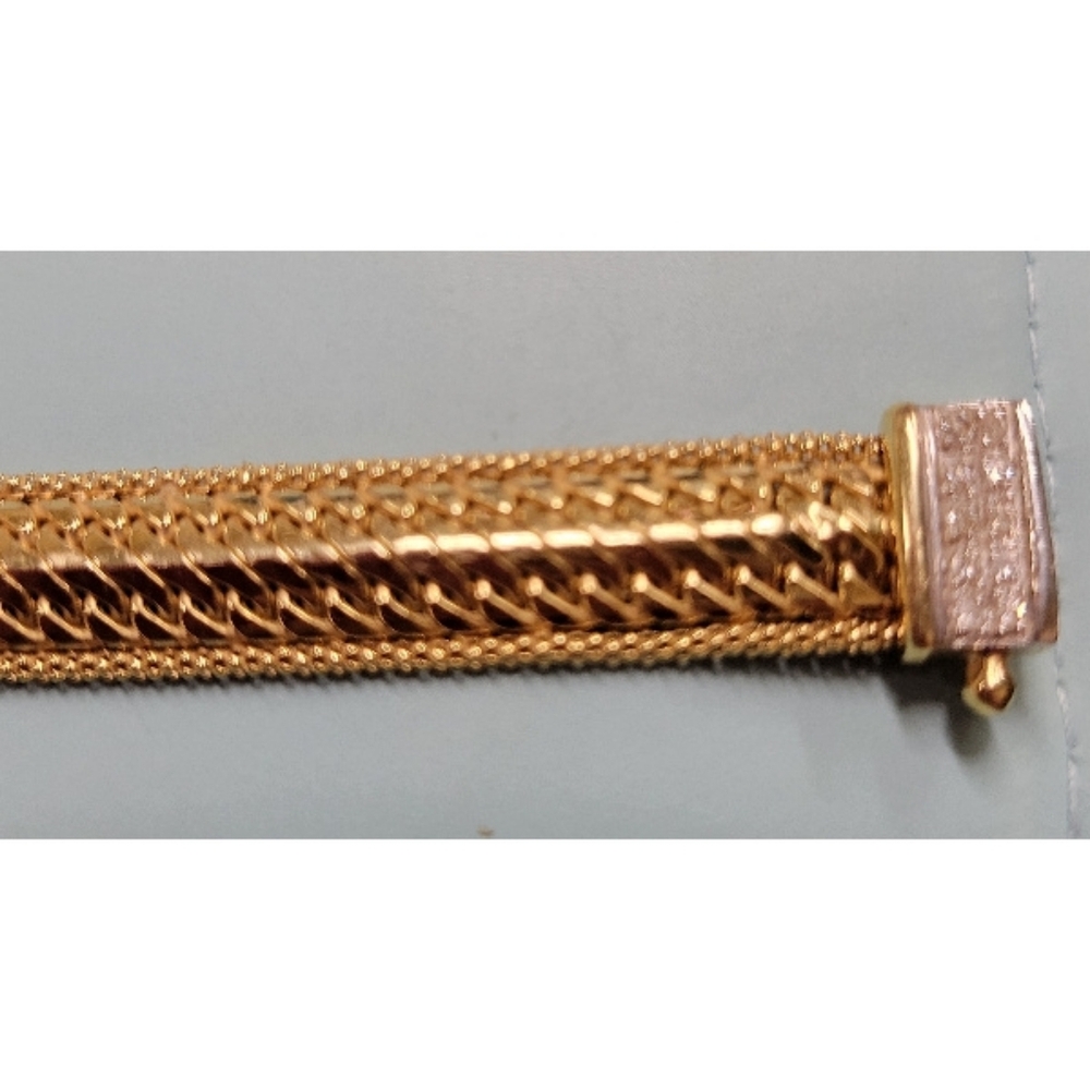 Ross Simons 14kt Italian Gold 8" Bracelet W/ Diamonds 14k Italy New Vintage 12gm - Picture 5 of 8